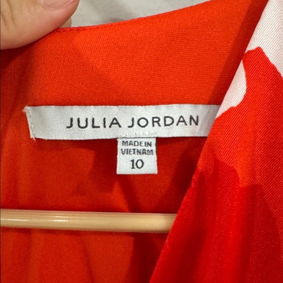 NWT Julia Jordan orange and White Floral puff sleeve Midi Dress - Picture 6 of 7